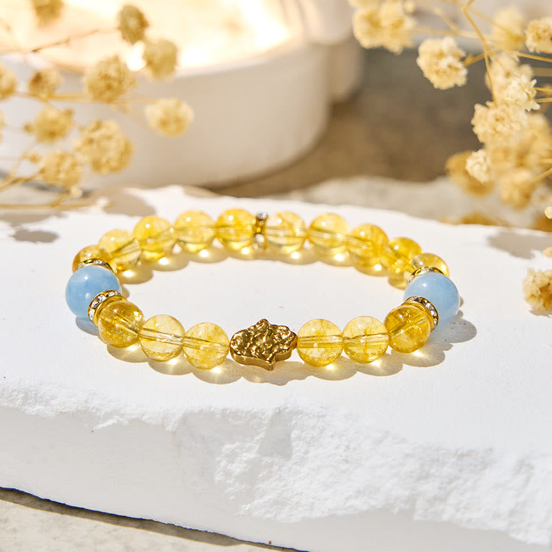 Bracciale della ricchezza in citrino "Sunlit Cyan" Olivenorma - Pietra naturale - image 1