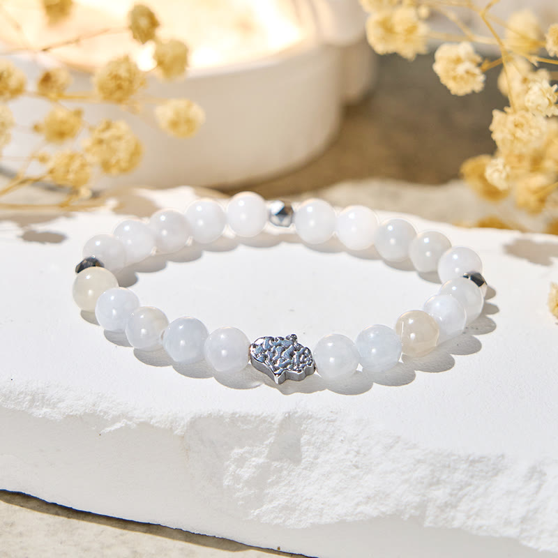Bracciale Calcedonio Bianco Olivenorma "Sky Whisper" - Pietra naturale - image 1