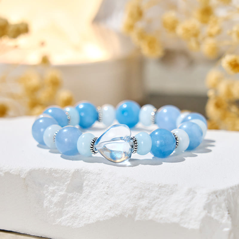 Bracciale antistress Olivenorma "Azure Breeze" in acquamarina - Pietra naturale - image 1