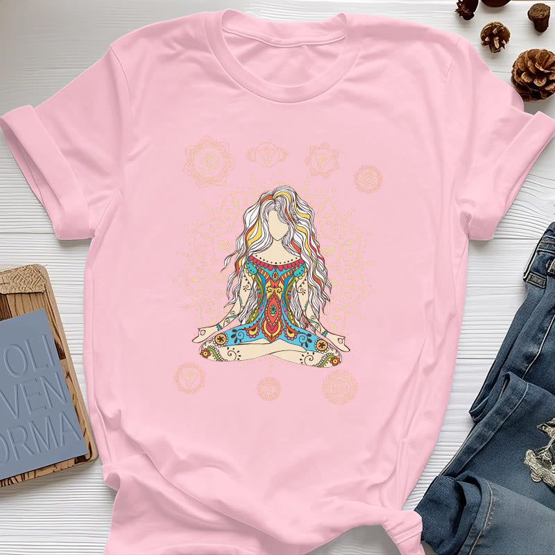 Maglietta in cotone con la scritta "Dea Meditante Olivenorma" - Rosa - 2XL - image 10