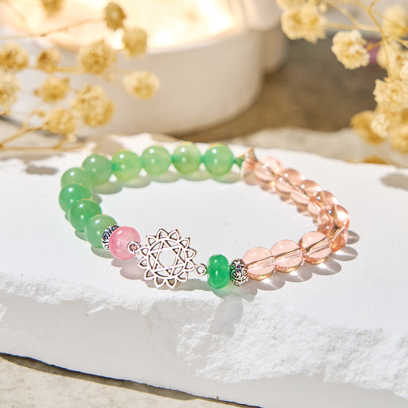 Bracciale dell'armonia Olivenorma "Anahata Alchemy" in avventurina verde e quarzo rosa - Pietra naturale - image 1