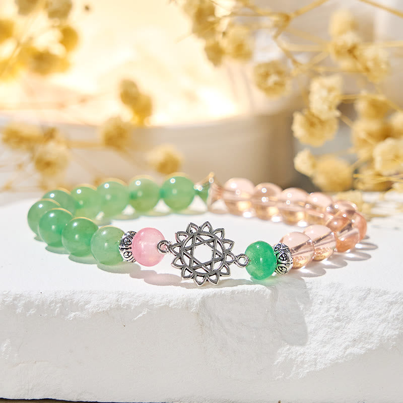 Bracciale dell'armonia Olivenorma "Anahata Alchemy" in avventurina verde e quarzo rosa - image 5