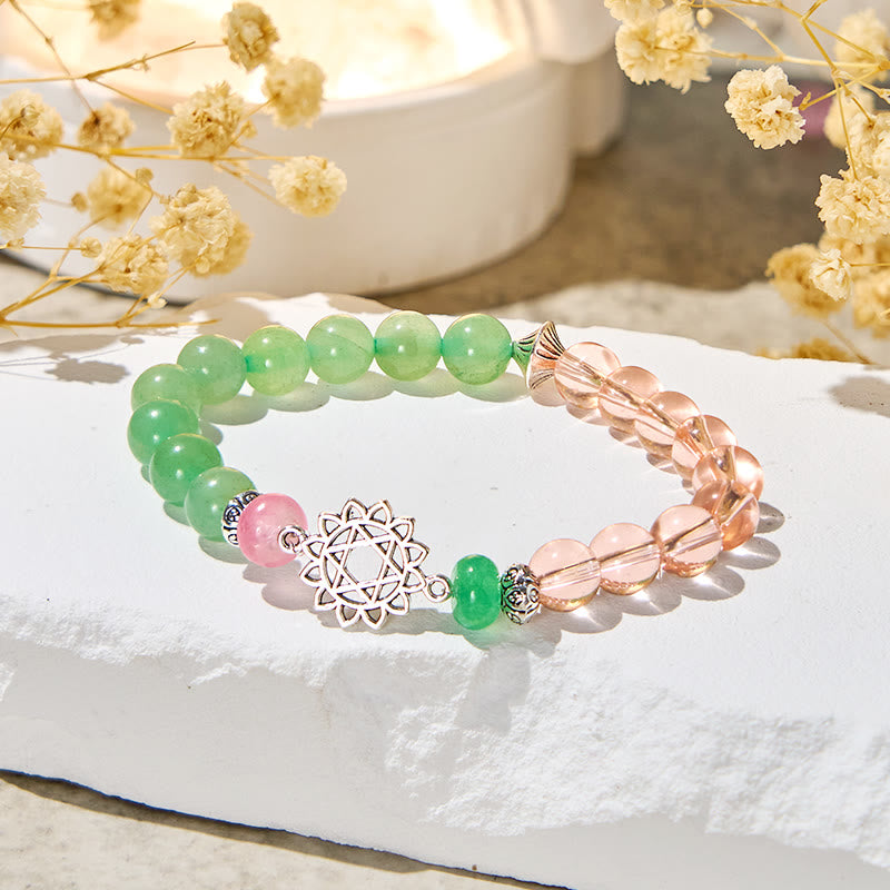 Bracciale dell'armonia Olivenorma "Anahata Alchemy" in avventurina verde e quarzo rosa - image 6