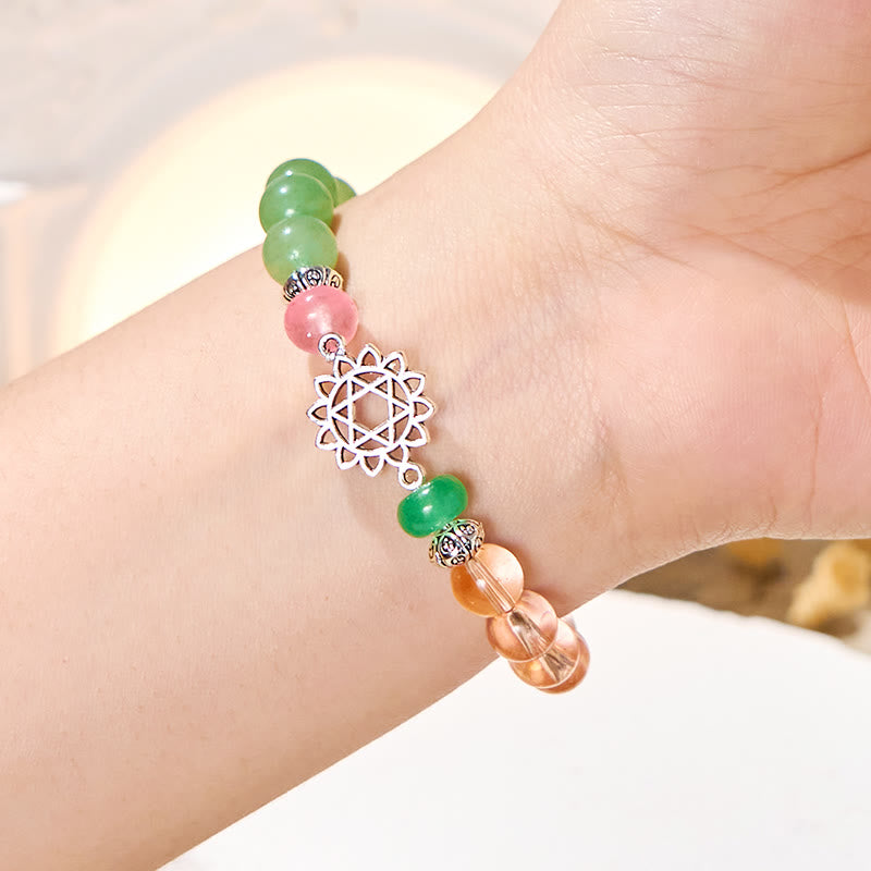 Bracciale dell'armonia Olivenorma "Anahata Alchemy" in avventurina verde e quarzo rosa - image 2