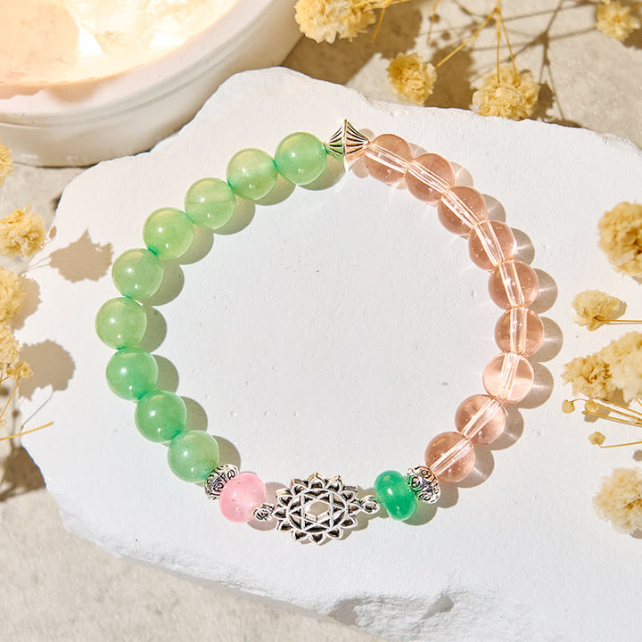 Bracciale dell'armonia Olivenorma "Anahata Alchemy" in avventurina verde e quarzo rosa - image 4