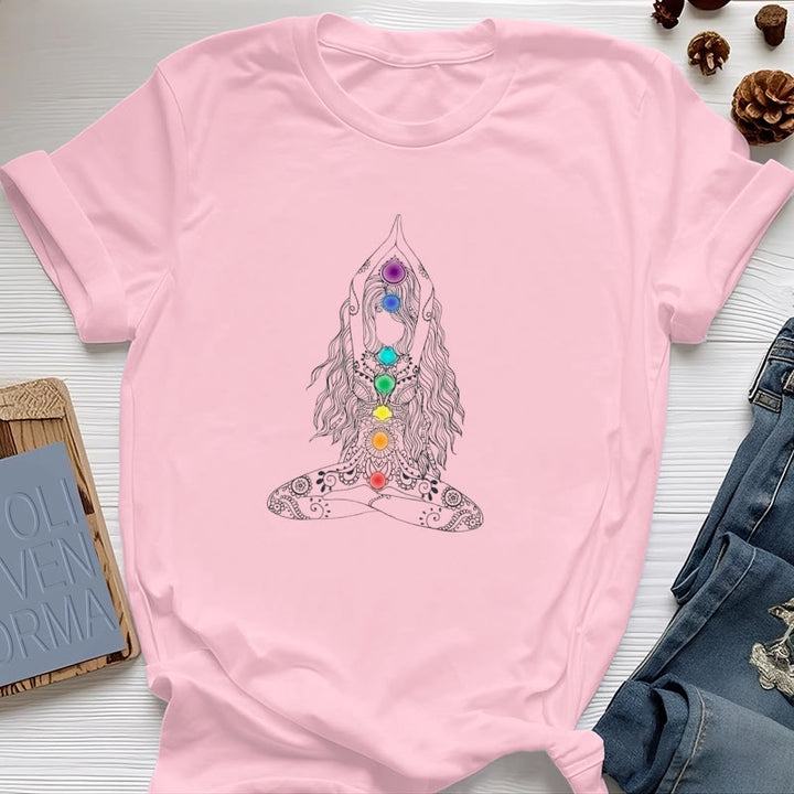 Maglietta in cotone con meditazione sui chakra Olivenorma - Rosa - 2XL - image 10