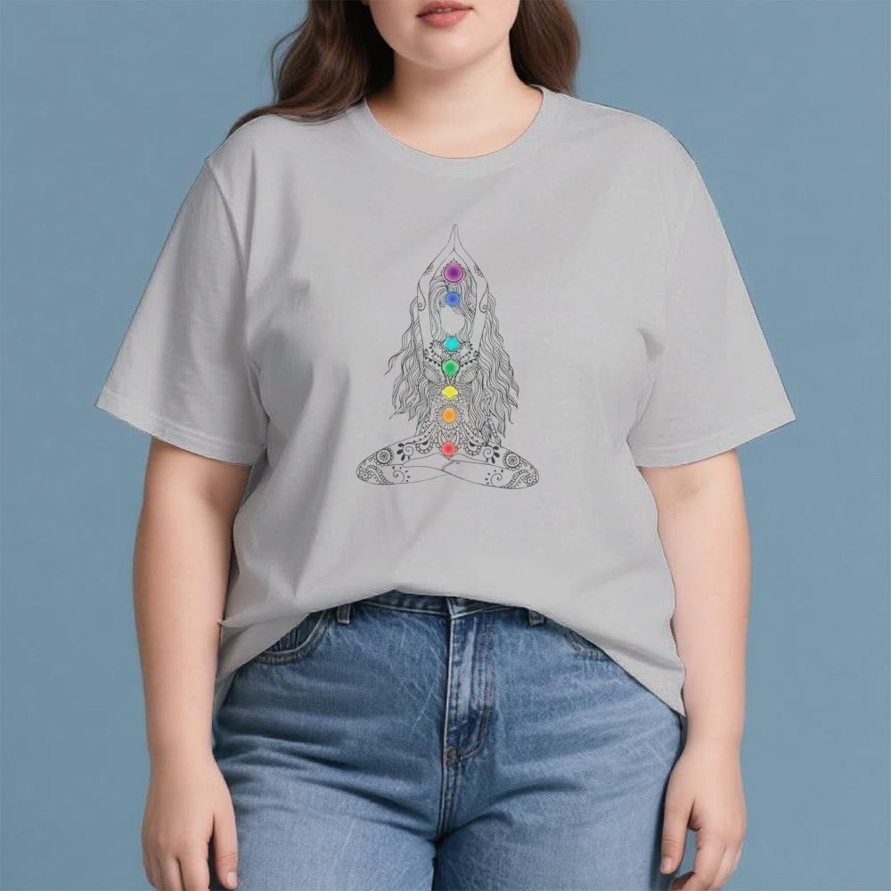 Maglietta in cotone con meditazione sui chakra Olivenorma - image 5