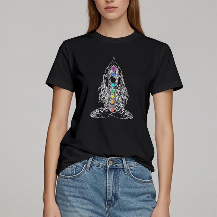 Maglietta in cotone con meditazione sui chakra Olivenorma - image 7