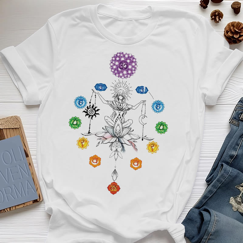 Maglietta Olivenorma con energia dei chakra radicati - Bianco - 2XL - image 4
