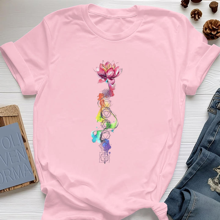 Maglietta con stampa acquerello "Energia Chakra del Loto" Olivenorma - Rosa - 2XL - image 12