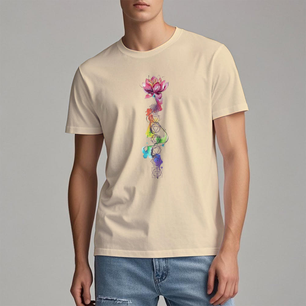 Maglietta con stampa acquerello "Energia Chakra del Loto" Olivenorma - image 2