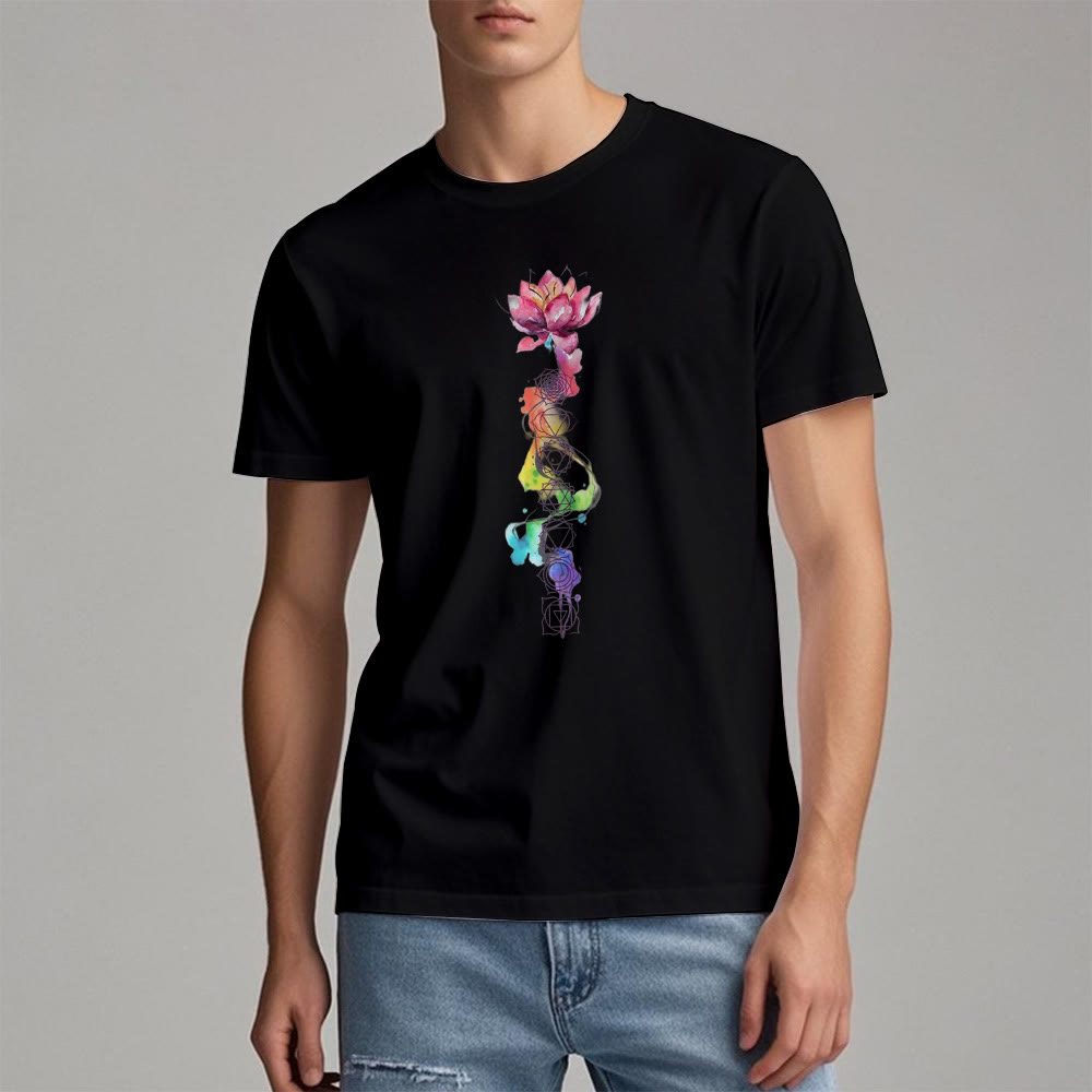 Maglietta con stampa acquerello "Energia Chakra del Loto" Olivenorma - image 8