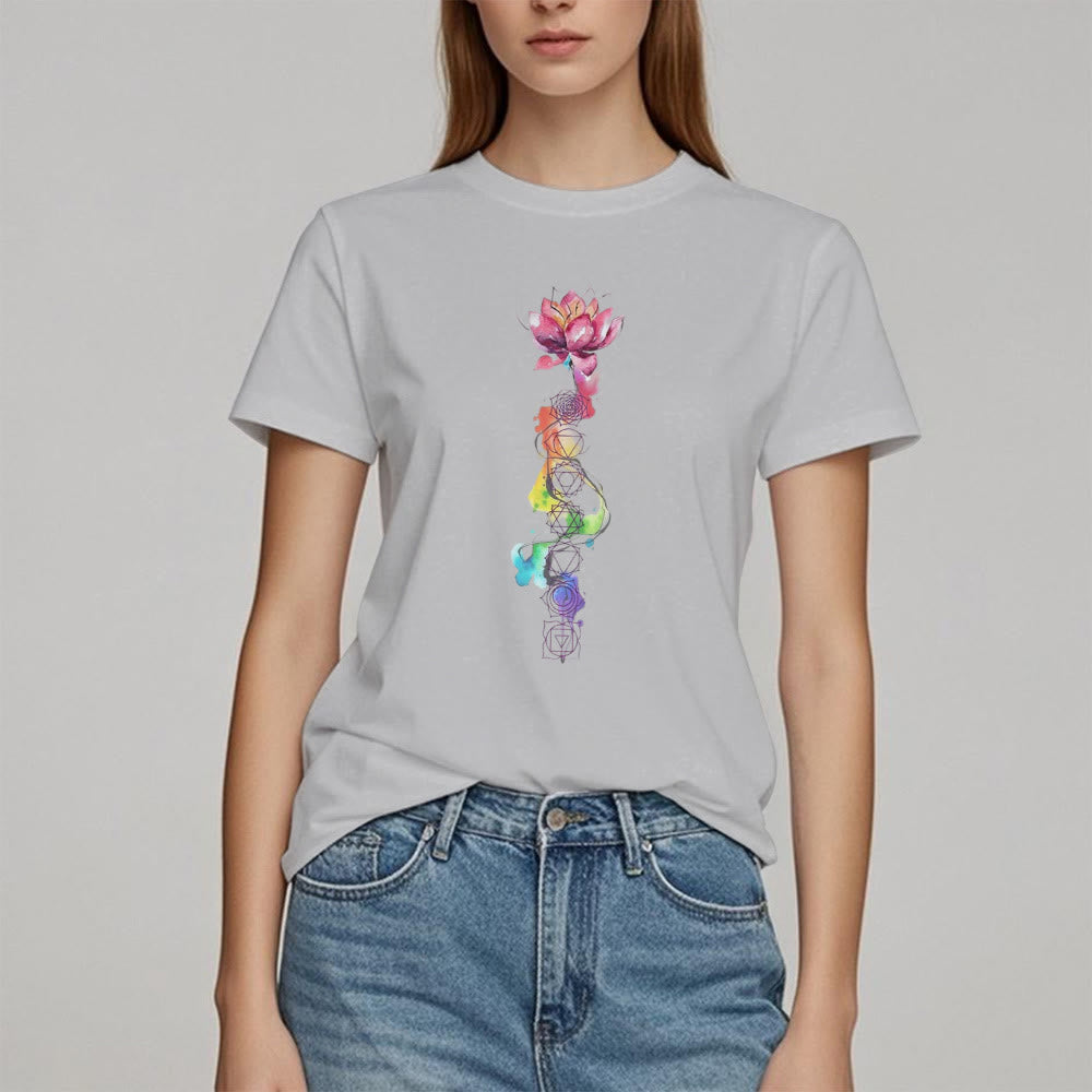 Maglietta con stampa acquerello "Energia Chakra del Loto" Olivenorma - image 11