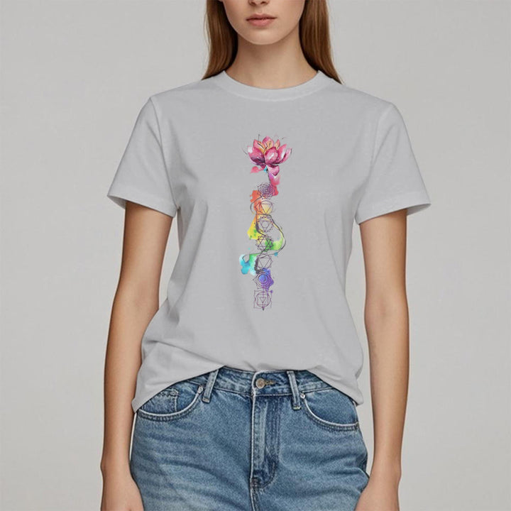 Maglietta con stampa acquerello "Energia Chakra del Loto" Olivenorma - image 11