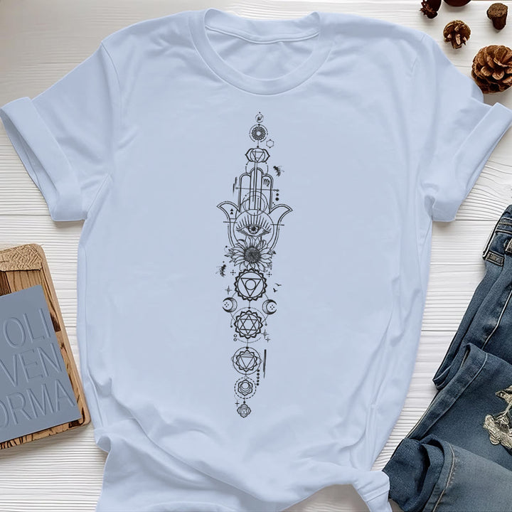 Maglietta Olivenorma Hamsa per la meditazione contro il malocchio e i chakra - Blu - 2XL - image 20