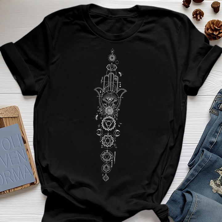 Maglietta Olivenorma Hamsa per la meditazione contro il malocchio e i chakra