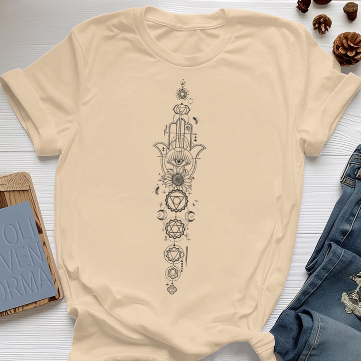 Maglietta Olivenorma Hamsa per la meditazione contro il malocchio e i chakra