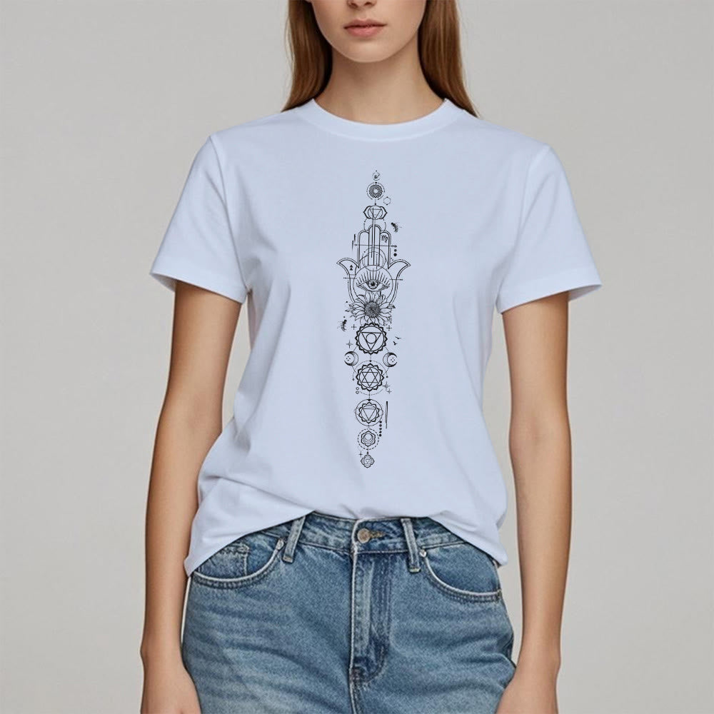 Maglietta Olivenorma Hamsa per la meditazione contro il malocchio e i chakra
