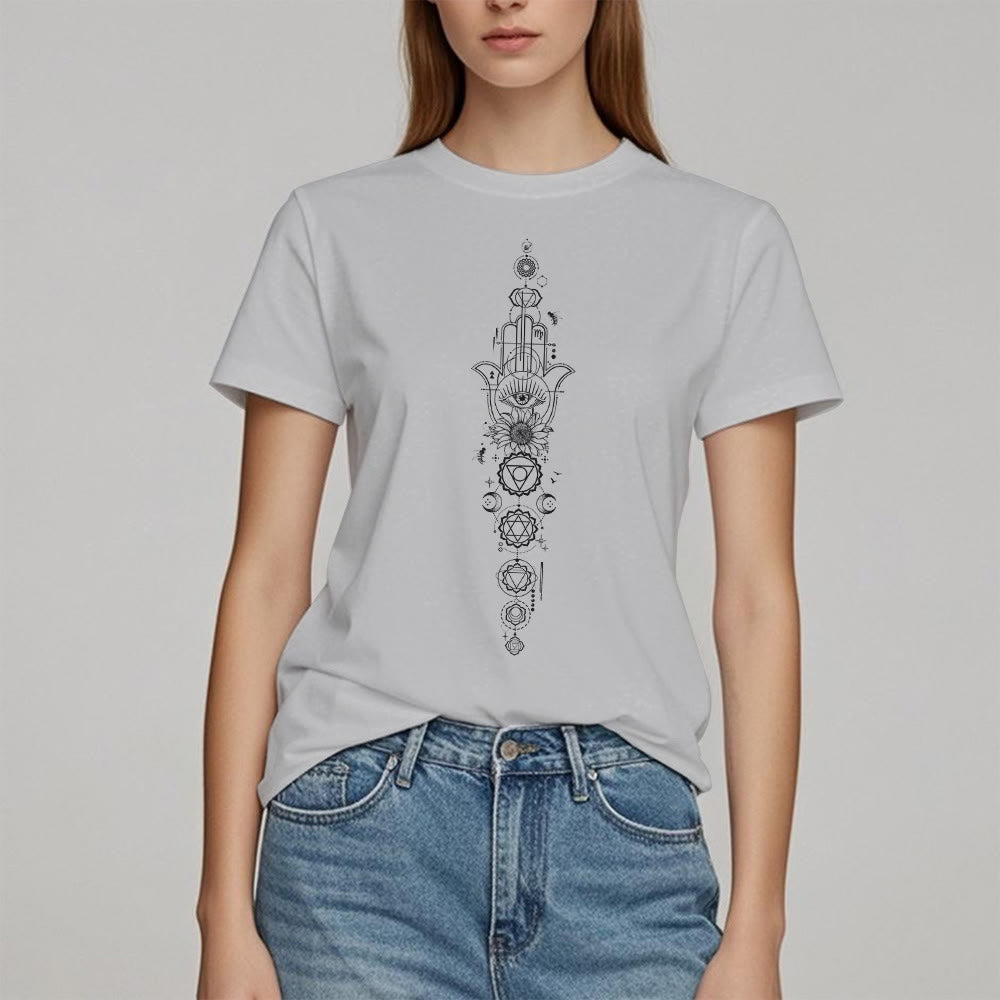 Maglietta Olivenorma Hamsa per la meditazione contro il malocchio e i chakra - image 1
