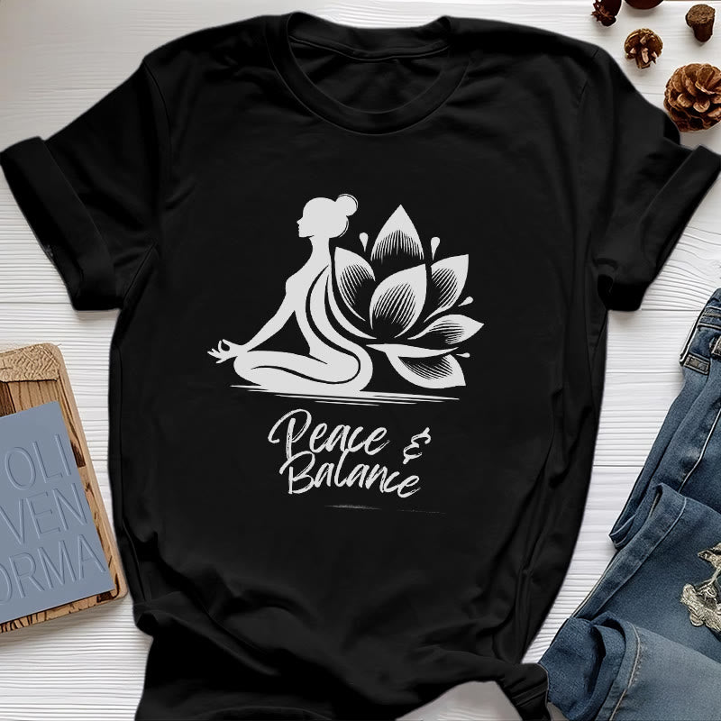 Maglietta da donna Olivenorma Peace & Balance Yoga Meditation - Nero - 2XL - image 4