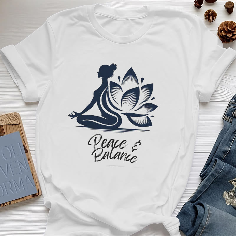 Maglietta da donna Olivenorma Peace & Balance Yoga Meditation - Bianco - 2XL - image 0