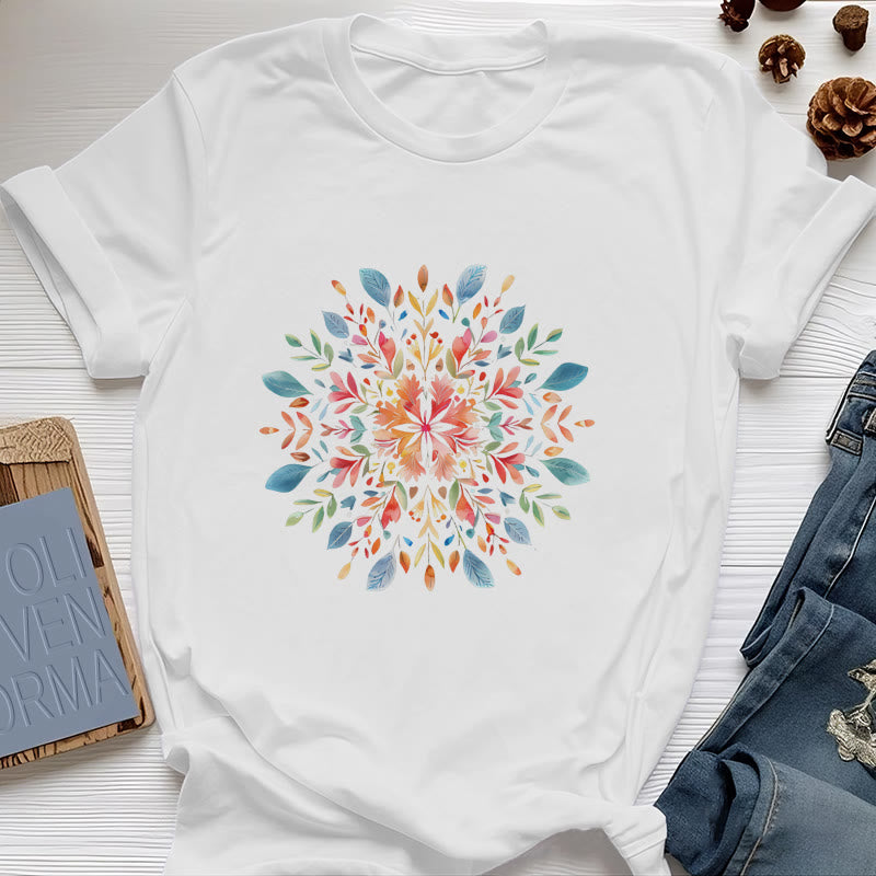 Maglietta primaverile con motivo mandala floreale Olivenorma - Bianco - 2XL - image 0