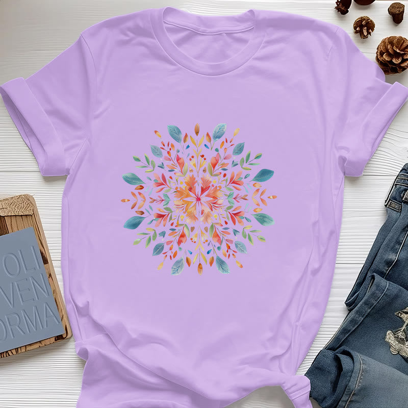 Maglietta primaverile con motivo mandala floreale Olivenorma