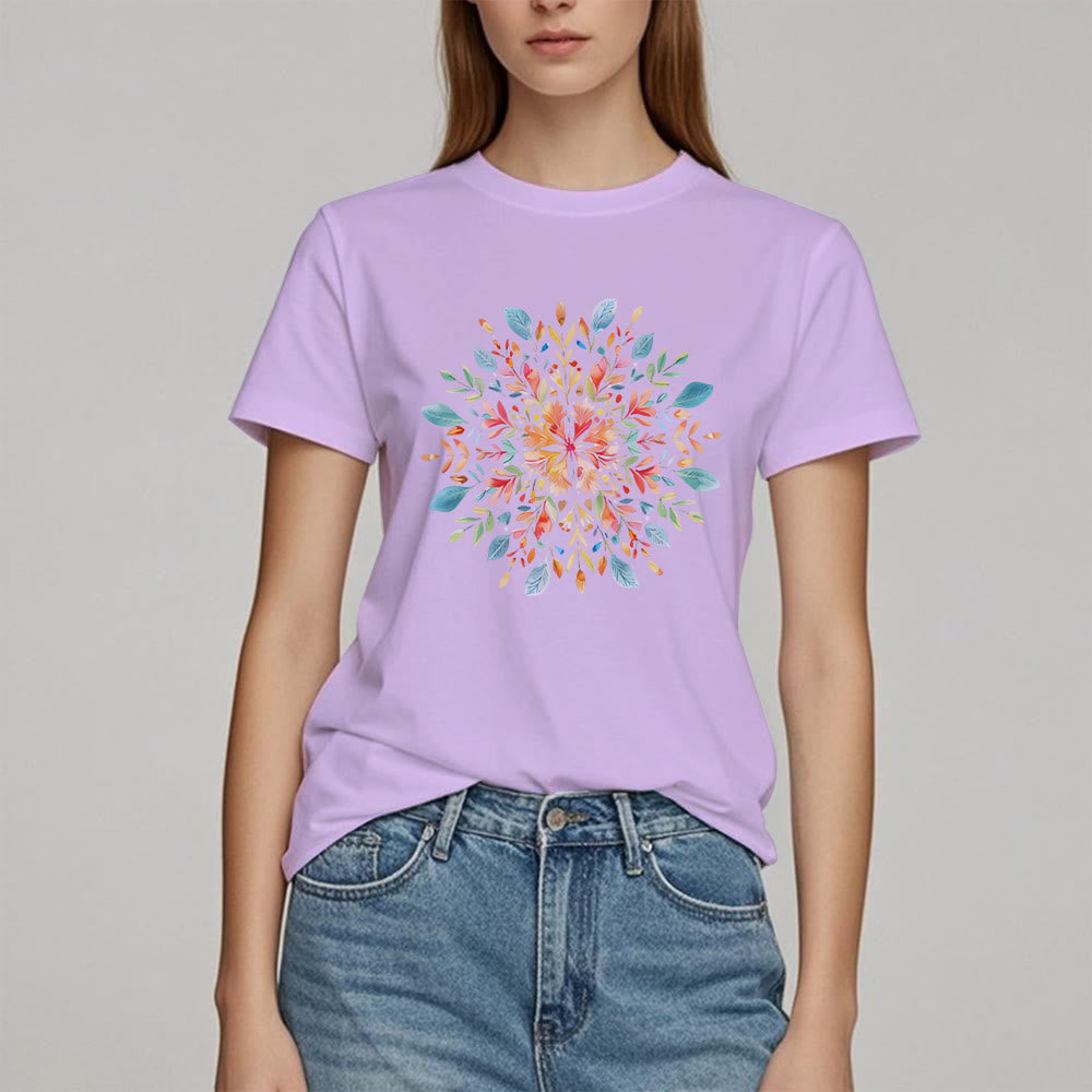Maglietta primaverile con motivo mandala floreale Olivenorma