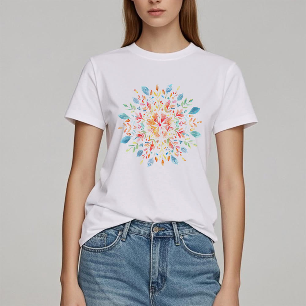 Maglietta primaverile con motivo mandala floreale Olivenorma