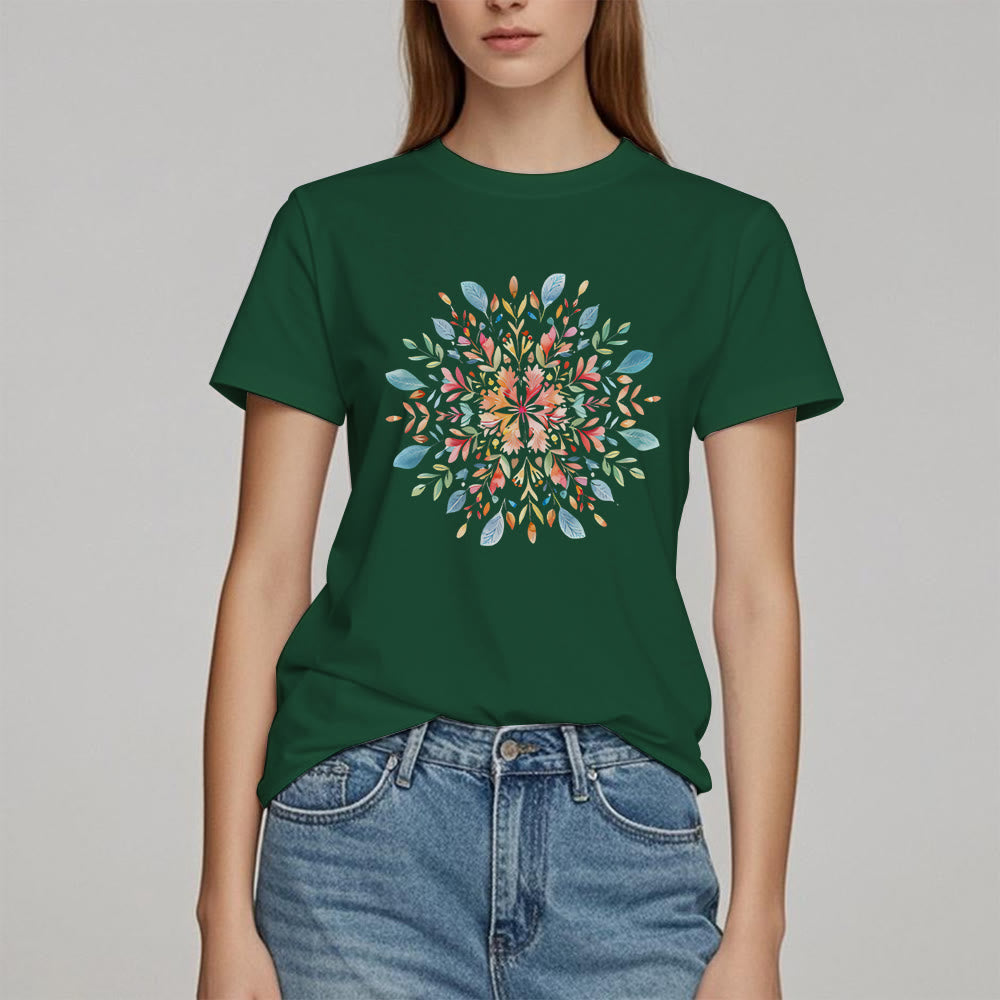 Maglietta primaverile con motivo mandala floreale Olivenorma