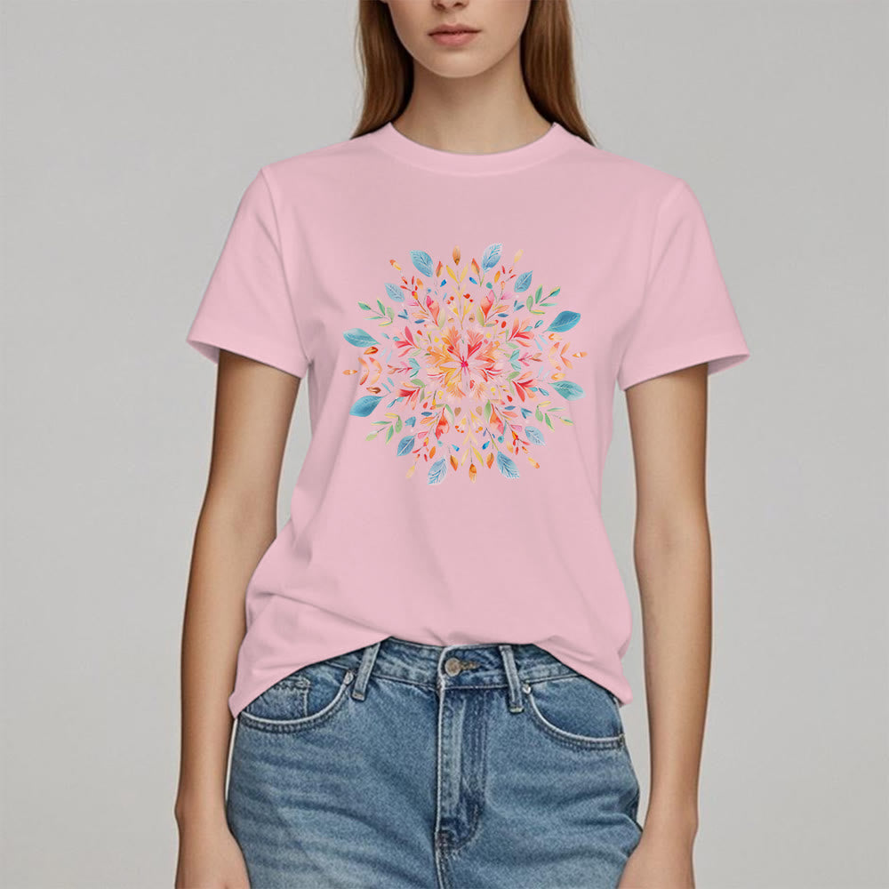 Maglietta primaverile con motivo mandala floreale Olivenorma