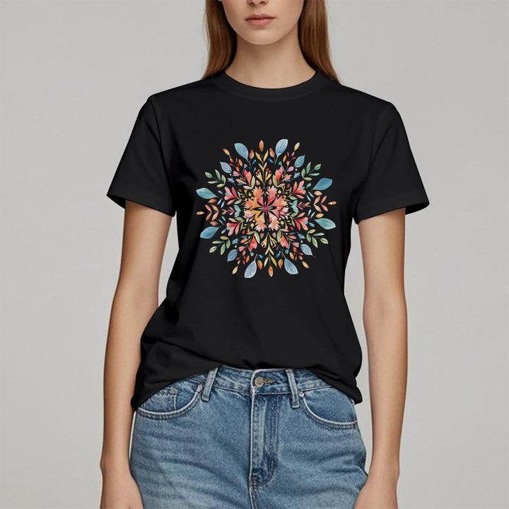 Maglietta primaverile con motivo mandala floreale Olivenorma