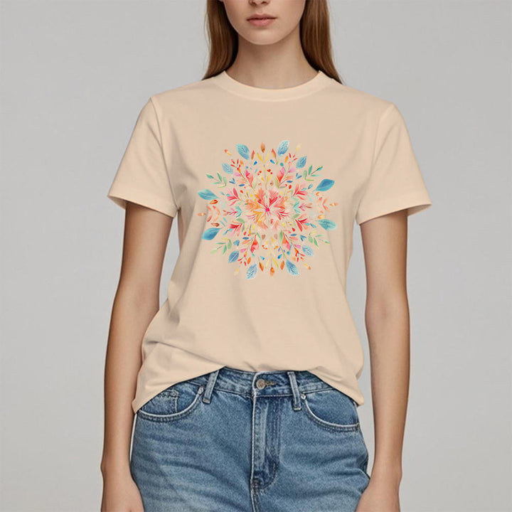 Maglietta primaverile con motivo mandala floreale Olivenorma