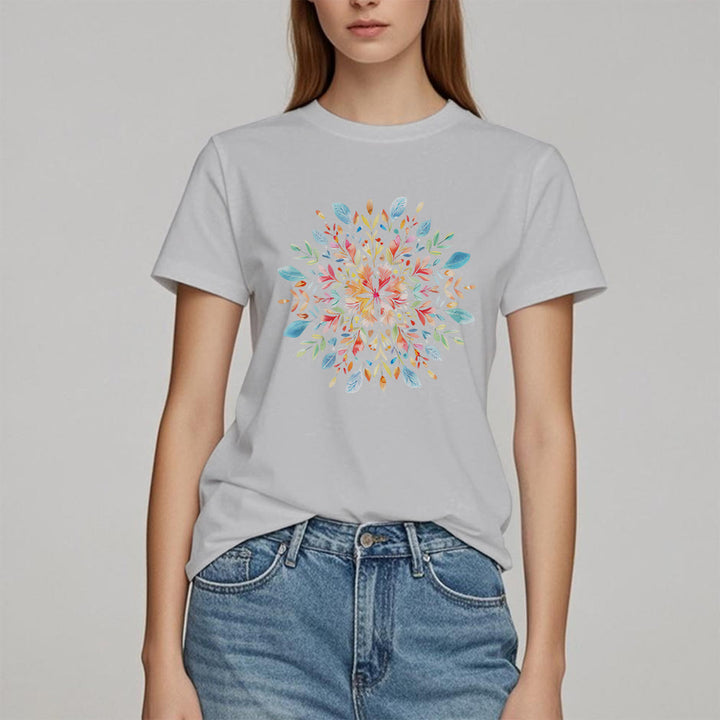 Maglietta primaverile con motivo mandala floreale Olivenorma