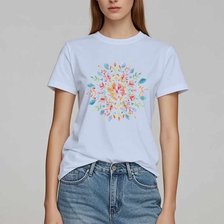 Maglietta primaverile con motivo mandala floreale Olivenorma