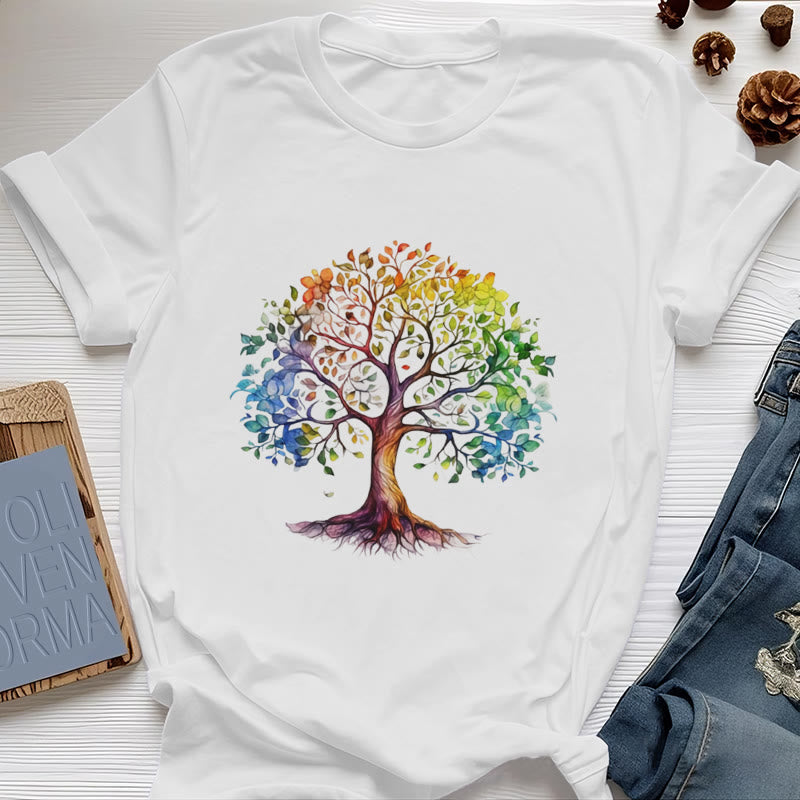Maglietta Olivenorma Chakra Albero della Vita Colorato