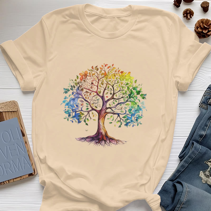 Maglietta Olivenorma Chakra Albero della Vita Colorato - Giallo - 2XL - image 0