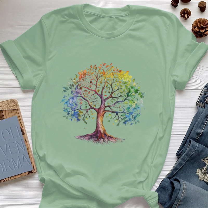Maglietta Olivenorma Chakra Albero della Vita Colorato - Verde chiaro - 2XL - image 20