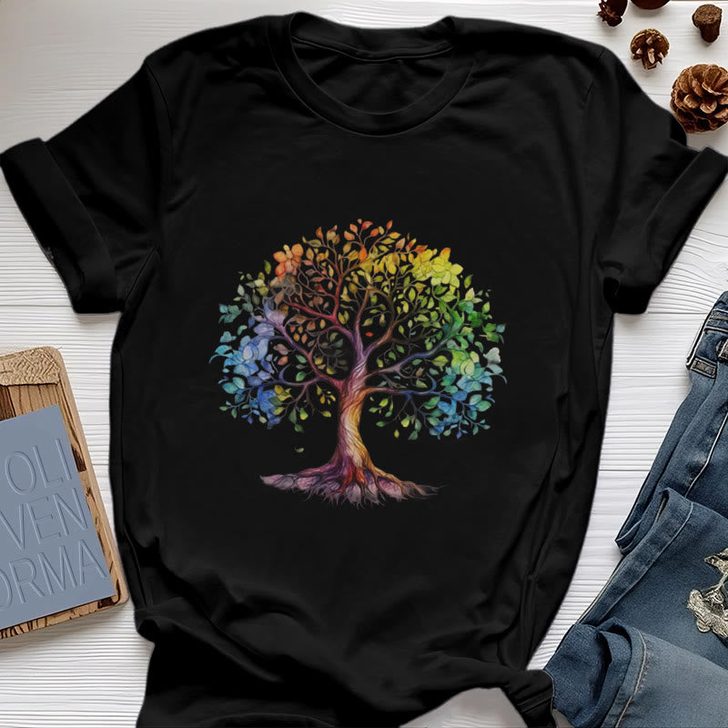 Maglietta Olivenorma Chakra Albero della Vita Colorato - Nero - 2XL - image 8