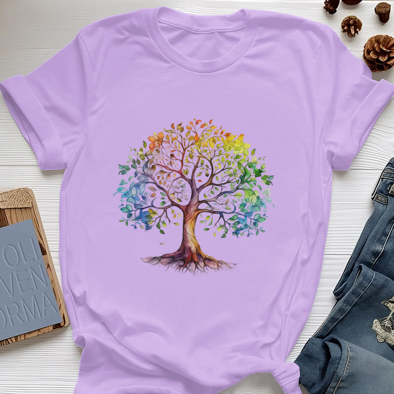 Maglietta Olivenorma Chakra Albero della Vita Colorato - Viola - 2XL - image 18