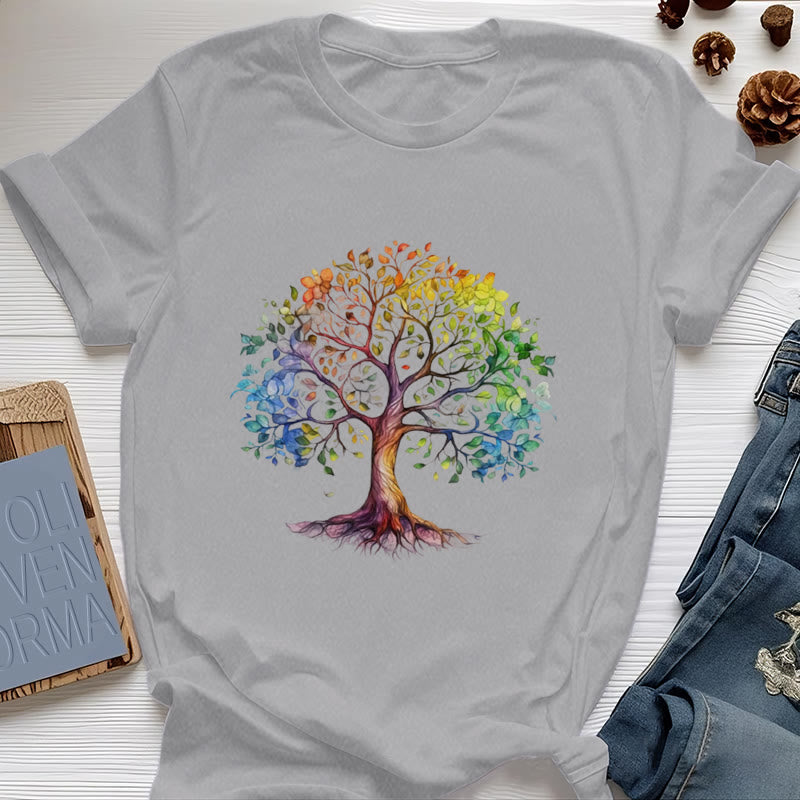 Maglietta Olivenorma Chakra Albero della Vita Colorato - Grigio - 2XL - image 11