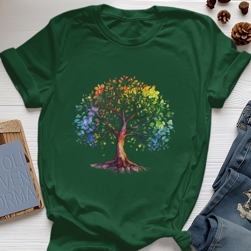 Maglietta Olivenorma Chakra Albero della Vita Colorato - Verde scuro - 2XL - image 22