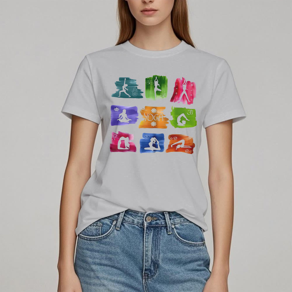 Maglietta con stampa colorata "Posizioni yoga Olivenorma " - image 6