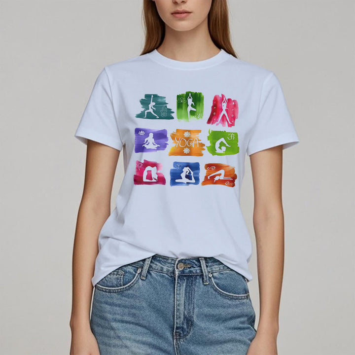 Maglietta con stampa colorata "Posizioni yoga Olivenorma " - image 11