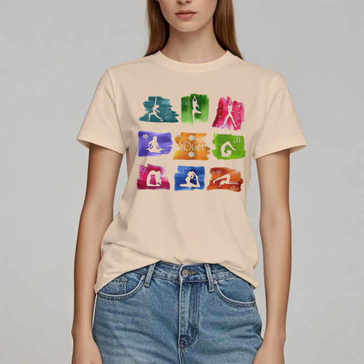 Maglietta con stampa colorata "Posizioni yoga Olivenorma " - image 9
