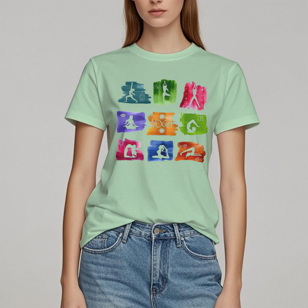 Maglietta con stampa colorata "Posizioni yoga Olivenorma " - image 17
