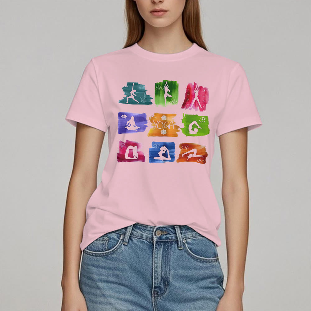 Maglietta con stampa colorata "Posizioni yoga Olivenorma " - image 13