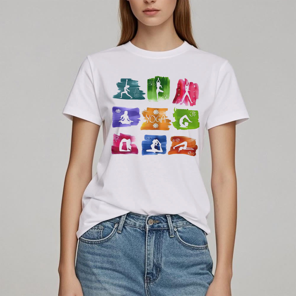 Maglietta con stampa colorata "Posizioni yoga Olivenorma " - image 1