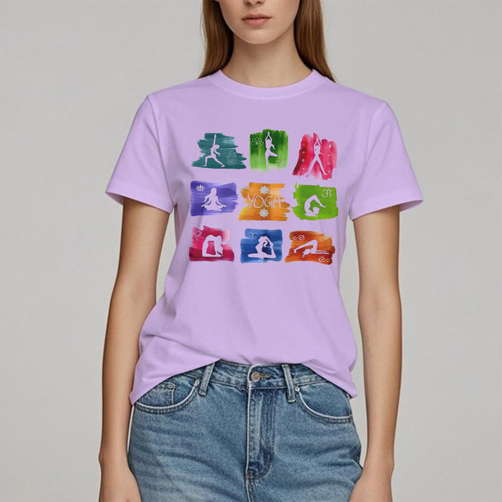 Maglietta con stampa colorata "Posizioni yoga Olivenorma " - image 15