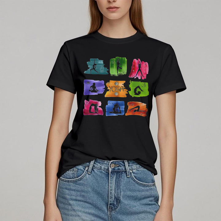 Maglietta con stampa colorata "Posizioni yoga Olivenorma " - image 4